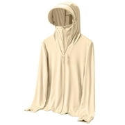 Miqool Womens UPF 50+ Sun Protection Jacket Lightweight Quick Dry Full Zip Long Sleeve Sun Shirts Breathable Packable Outdoor Running Hiking Hoodie Rash Guard with Zipper Pockets